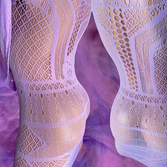 Feels Good On l Violet High neck Dress l Rhinestone Throughout l Long sleeve New - Picture 4 of 9